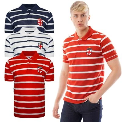 Camisetas polo para hombre Inglaterra cuello de piqué a rayas camiseta de fútbol manga corta para el torso Foto 1 de 4