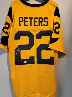 Camiseta amarilla personalizada firmada por Marcus Peters de Los Angeles Rams JSA (CB) Foto 1 de 2