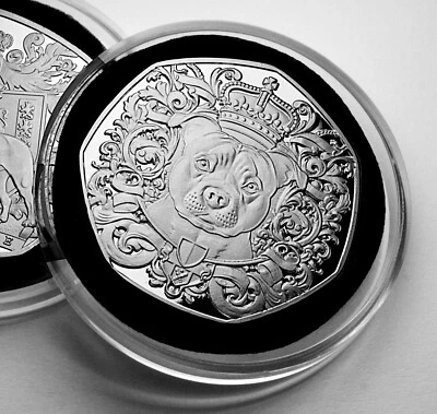 Moneda conmemorativa de plata STAFFORDSHIRE BULL TERRIER en cápsula. Staffy/Perro Foto 1 de 4