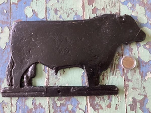 CAST METAL WEATHERVANE TOPPER CATTLE BULL VTG ALUMINUM ZINC VINTAGE BLACK PAINTE - Picture 1 of 7