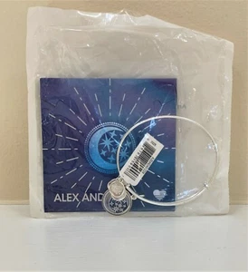 ALEX and ANI Shiny SILVER Art Infusion MOON and STARS Bangle Bracelet NEW - Picture 1 of 3