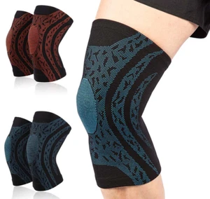 Compression Sleeve Elastic Knee Pad Support Wrap Sports Black Spandex Protect - Picture 1 of 16