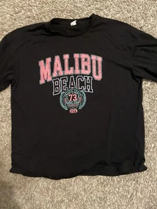 Girls Malibu Beach Black T-Shirt Size 11 - 12 Youth SHEIN - Picture 1 of 2