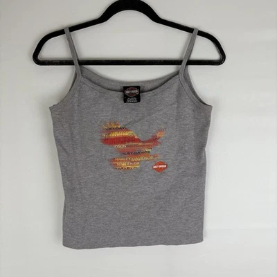 Винтажный укороченный бак Y2K Tilley Harley Davidson North Carolina серый средний - Изображение 1 из 4