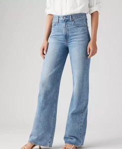NEW! NWT LEVI'S Ribcage Wide Leg Jeans Medium Wash Size 24 x 32 - Picture 1 of 7