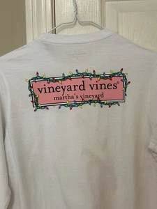 Vineyard Vines Boy's Logo Holiday Box Lights L/S White T-Shirt Large 16 NWT - Picture 1 of 5