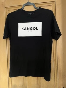Men’s Black KANGOL Logo UK Medium Round Neck T - Shirt 100% Cotton - Picture 1 of 4
