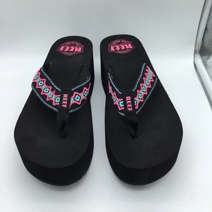Reef Sandi Hi Damen-Plateausandalen schwarz/malibu Größe 10 neu ohne Etikett - Bild 1 von 14