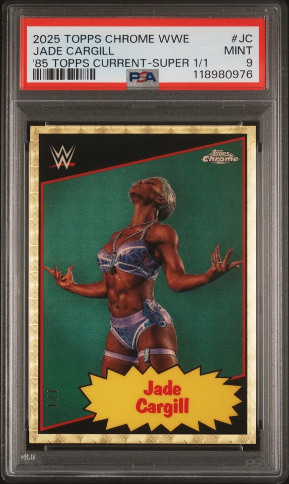 2025 Topps Chrome WWE 1985 Topps Current Jade Cargill '85 Superfractor 1/1 PSA 9 - Image 1 of 2