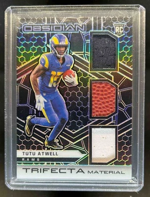 2021 Obsidian Tutu Atwell Trifecta Material RC Jersey Ball #61/100 Rams - Image 1 of 2