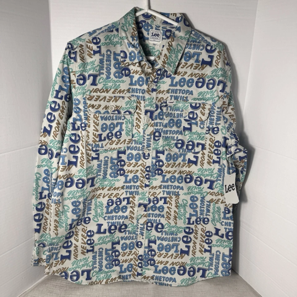 Lee Workwear Men’s Button Up All Over Print Long Sleeve Shirt Sz L Western