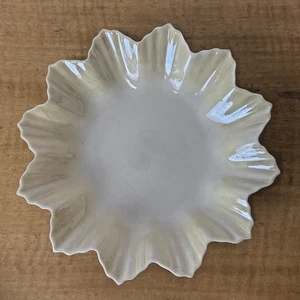 Vintage Belleek Trinket Dish 7" Leaf Plate Star Green Mark - Picture 1 of 6