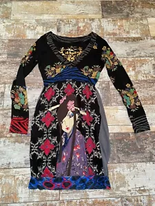 Abito donna DESIGUAL multi stampa cinese scollo a V cotone taglia M - Foto 1 di 5