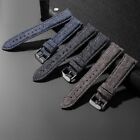 Genuine Leather Watch Band Colorful Durable Steel Pin Muckle Clasp Strap 18-22mm