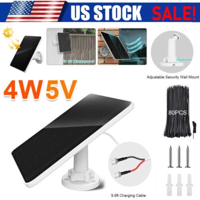 Solar Panel Charger 4W for Ring Video Doorbell 4/3/2 Solar Charger W/Power Cable