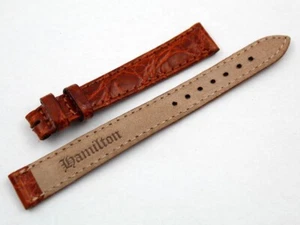 Sangle Band Hamilton Marron Poli 12/10mm Ceinture Crocodile Hand Fabriqué Rétro - Bild 1 von 4