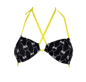 PINKO Top Bikini a Triangolo Fantasia Love Birds Donna Brughiera Colore Nero - Picture 1 of 3