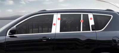 Cubierta de poste de pilar de ventana central de acero inoxidable para Jeep Compass 2007-2016 Foto 1 de 2