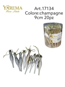 Serie Set 20 Pezzi Palle Palline Albero Natale Pendant Champagne 9cm Addobbi bal - Foto 1 di 1