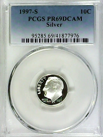 1997-S 10C Roosevelt Dime  PCGS PR69DCAM 90% Silver 22crc0422 Cover