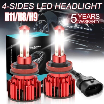 2PCS H11 H8 LED Headlight Kit High Low Beam Bulb Bright 33000LM 6500K Cold White - Image 1 of 4