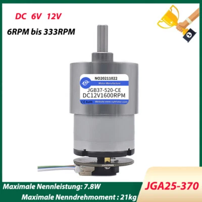 JGB37-520 DC GetriebeMotor 6V 12V Hohe Drehmomente Umkehrbar Motor mit Encoder - Bild 1 von 4