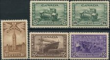Canada Mint H VF 10c-50c (5) Scott #257-261 KGVI 1942-43 War Issue Stamps