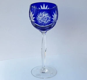 Wine Glass Flashed Cobalt Blue Schleuderstern Hand Cut Um 6397 7/12ft157 - Picture 1 of 14