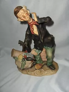 Vintage Capodimonte Figurine Old Man Tramp Wine Satchel Signed Bruno 1042 RARE - Picture 1 of 9