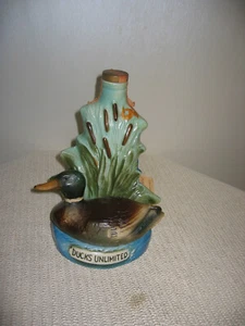 1974-75 DUCKS UNLIMITED JIM BEAM EMPTY WHISKY DECANTER Mallard Drake in Cattails - Picture 1 of 2