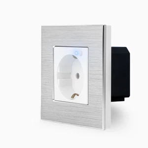 Enchufe WiFi 1 compartimento Schuko empotrado WiFi Tuya aluminio plata Luxury-Time - Imagen 1 de 8