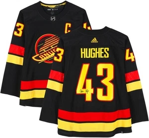 Quinn Hughes Vancouver Canucks Signed Black Alternate Adidas Authentic Jersey - Picture 1 of 5