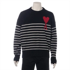 Tejido de lana tejido Ami Alexandre Matussi M para hombre negro UKS004.018 pilling - Imagen 1 de 7