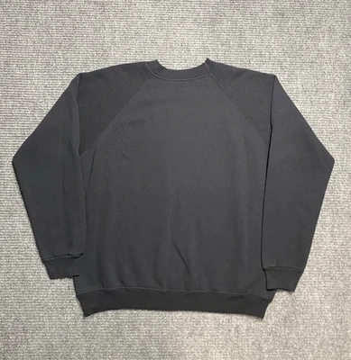 Sudadera negra lisa vintage para hombre grande en blanco cuello redondo años 90 Hanes Pullover EE. UU. Foto 1 de 4