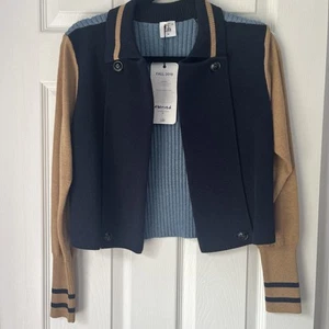 Maglione Cardigan Cabi Turn Back 3703 Medium Colorblock Varsity Preppy Collegiate - Foto 1 di 17