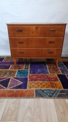 Commode vintage en teck scandinave à 3 tiroirs – années 1960 - Photo 1/4