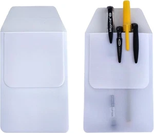 Pack of 10 Pocket Protectors, Heavy PVC Pen Holder Pouch, White - Picture 1 of 7