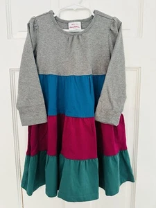 Hanna Andersson Girls' Long Sleeve Tiered Ruffle Dress Multi-Color Sz 100 (4) - Picture 1 of 5
