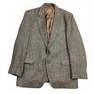 Magee Donegal Tweed Sport Coat Blazer 44R Brown Herringbone Handwoven Jacket - Picture 1 of 15