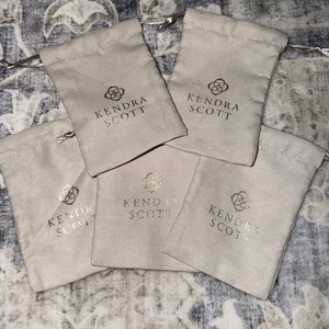 Kendra Scott Gray W/Gold Dust Bag Jewelry Pouch Drawstring 4”X 5.5” Lot Of 5 - Picture 1 of 4
