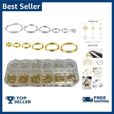 Gold & Silver Jump Rings - 6 Size Double Loops for Jewelry Making & Keychains - Image 1 of 4