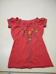 LOL Vintage Floral Boho Style Top - 100% Cotton Juniors Sz Large - Picture 1 of 5