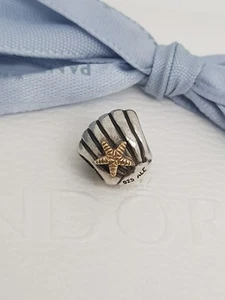 Authentic Pandora Silver & 14k Gold Shell Seashore Charm Starfish Bead 790249   - Bild 1 von 1