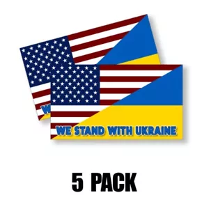 We Stand With Ukraine Parachoques Pegatina Bandera Soporte Coche Calcomanía 5 PACK 5" de ancho - Imagen 1 de 4
