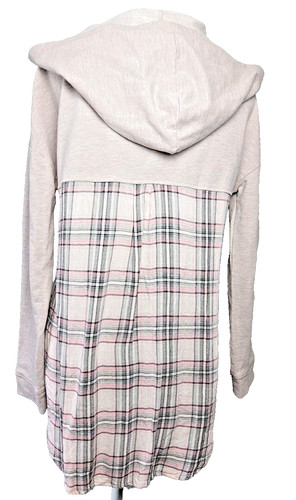 VETEMENTS Felpa leggera con cappuccio rosa medio a quadri maglione alto basso