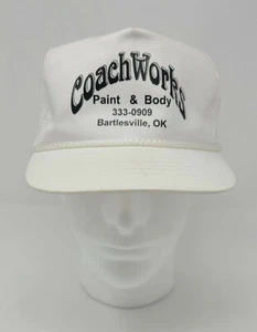 Vintage Coach Works Snapback Hat YoungAn Trucker Cap White Hat Bartlesville, OK - Picture 1 of 10