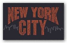 ART PRINT New York City Boroughs (orange on navy) L.A. Pop Art 7.5x12.5
