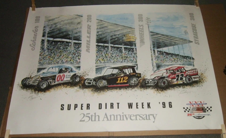  1996 25th Anniversary Super Dirt Week Poster Gary Balough Buzzie Reutimann - Image 1 of 1