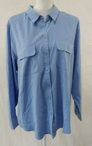 Chicos Womens Top Sz 3 Button Front Long Sleeve Blue Career Modal Stretch XL - Imagen 1 de 5