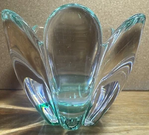 Bol à marguerites en verre vert Mayflower Orrefors Suède design par Jan Johanson - Photo 1/11